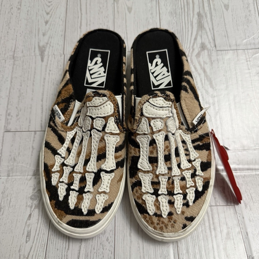 Vans Skeleton Appliqué Slip-on Shoes Women's 6 Men's 4.5‎ Halloween Goth Rocker